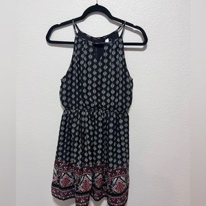 Blue Rain Black White Red Printed Dress Size Medium